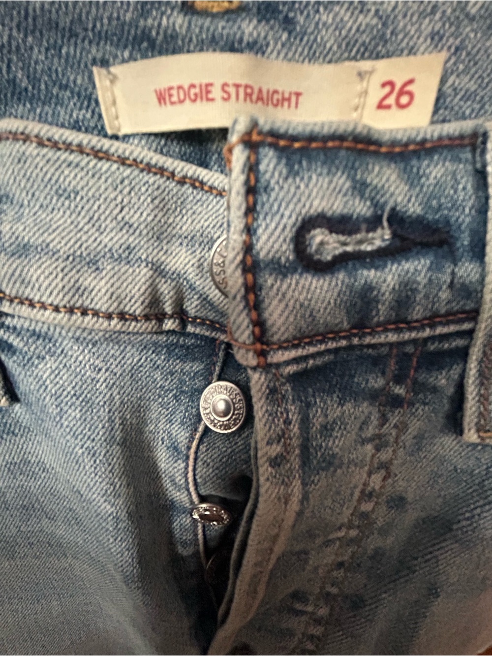 Levi's Light Blue Straight Leg Distressed Jeans - Picture 3 of 3